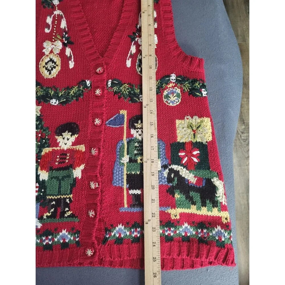 VTG Heirloom Collectibles Ugly Christmas Sweater Vest Nutcracker Holiday SZ S - Picture 5 of 9